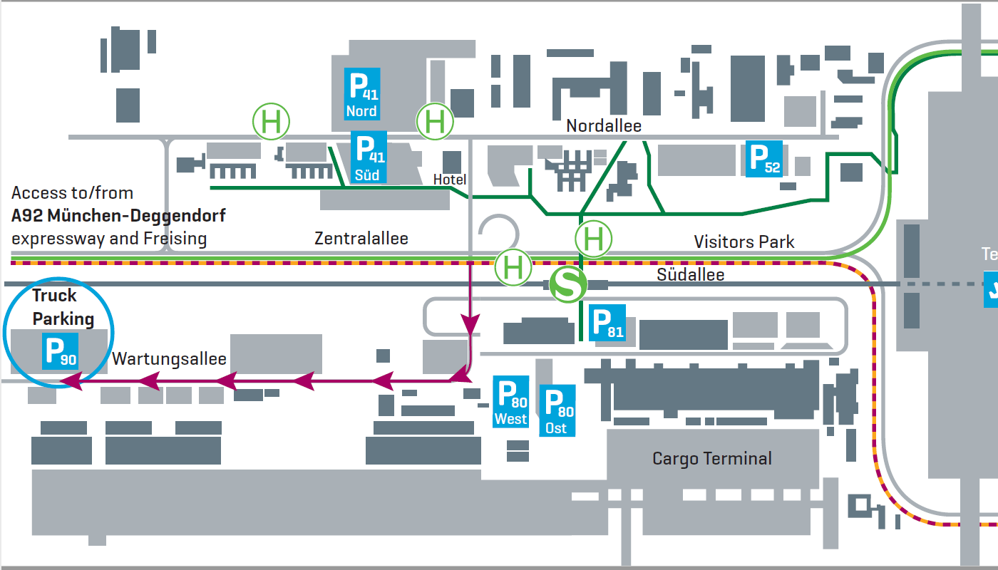 Parken für Lkws - Flughafen München