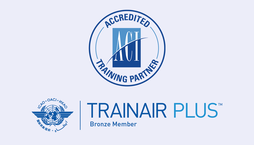 Logos zertifizierter Trainingspartner des ACI und der ICAO