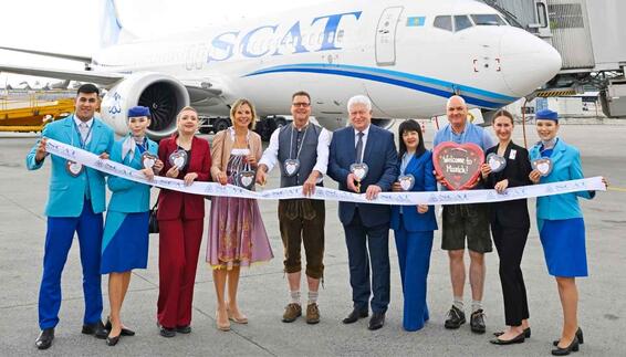 SCAT Airlines neue Flugverbindung SCAT Airlines - Wassertaufe zur neuen Flugverbindung